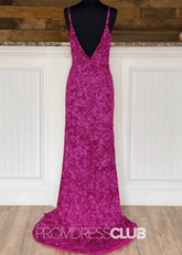 Julia |Long Fuchsai Prom Dresses Shops With Sequins Mermaid Strapless Slit - Price #price_variant_lowest# - Fuchsia - PromDressClub